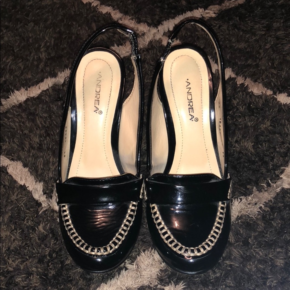 Andrea, Black Business heel, sling back- 7M.